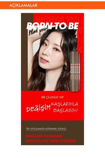 Missha Madproof Skinny Brow Pencil Asansörlü Çift Taraflı Fırçalı İnce Uçlu Kaş Kalemi Kahverengi