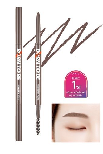 Missha Madproof Skinny Brow Pencil 04 Ash Brown Asansörlü Çift Taraflı Fırçalı İnce Uçlu Kaş Kalemi Kahverengi