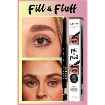 Nyx Professional Makeup Fill & Fluff E Asansörlü Çift Taraflı Fırçalı İnce Uçlu Suya Dayanıklı Kaş Kalemi Kahverengi