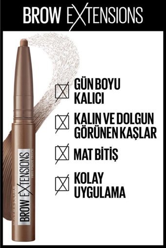 Maybelline New York Brow Extensions Kaş Kalemi Asansörlü Kalın Uçlu Kaş Kalemi Kahverengi