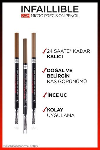 L'Oreal Paris Ebony Çift Taraflı Fırçalı Mikro Suya Dayanıklı Kaş Kalemi Kahverengi