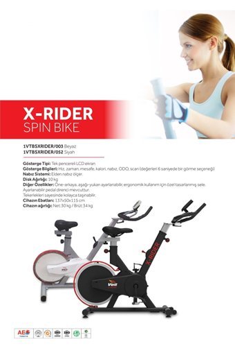 Voit X - Rider Spin Bike Manuel Mekanik Dikey Kondisyon Bisikleti Beyaz
