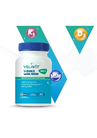 Velavit V-D3K2 With Msm Yetişkin Mineral 60 Adet