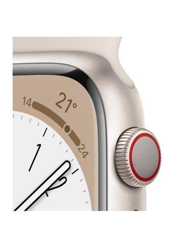 Apple Watch Series 8 Apple Uyumlu WatchOS Su Geçirmez 41 mm Fluoro Elastomer Kauçuk Kordon Kulaklıklı Kare Akıllı Saat Krem