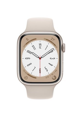 Apple Watch Series 8 Apple Uyumlu WatchOS Su Geçirmez 41 mm Fluoro Elastomer Kauçuk Kordon Kulaklıklı Kare Akıllı Saat Krem