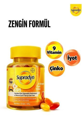 Supradyn Çilekli Limonlu Portakallı Çocuk Vitamin Mineral 2x60 Adet