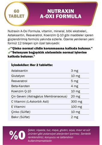 Nutraxin A-Oxi Formula Yetişkin Mineral 3x60 Adet