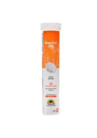 Sunlife Vitamin C Ahududulu Limonlu Yetişkin Mineral 2x20 Adet