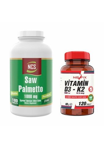 Ncs Saw Palmetto Cüce Palmiye Yetişkin 180 Adet + Nevfix Vitamin D-K2 120