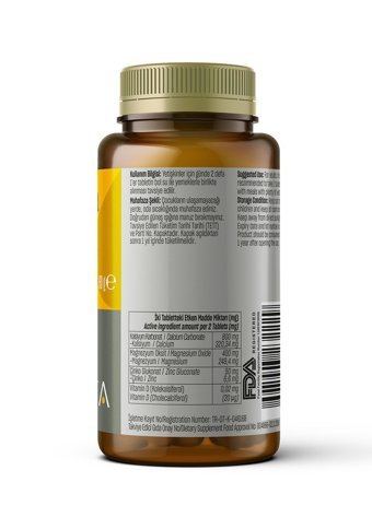 Talya Kalsiyum Magnezyum Çinko Vitamin D Yetişkin 60 Adet