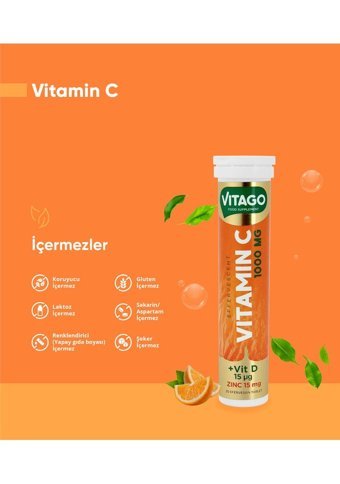 Vitago Vitamin C Portakallı Yetişkin 20 Adet