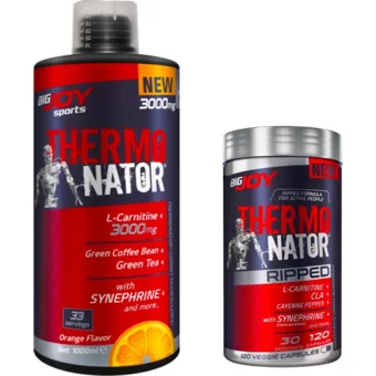 Bigjoy Sports Thermonator Portakal Aromalı L-Karnitin 1000 ml Sıvı + Thermonator Ripped Thermojenik 120 Kapsül