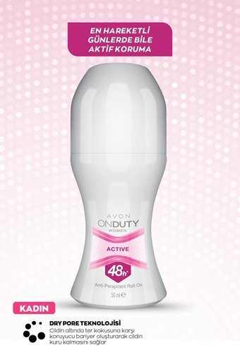 Avon On Duty Active Pudralı Ter Önleyici Antiperspirant Roll-On Kadın Deodorant 50 ml