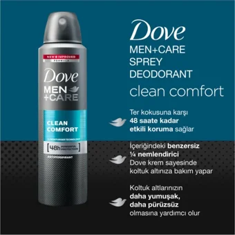 Dove Clean Comfort Pudralı Ter Önleyici Antiperspirant Sprey Erkek 2x150 ml