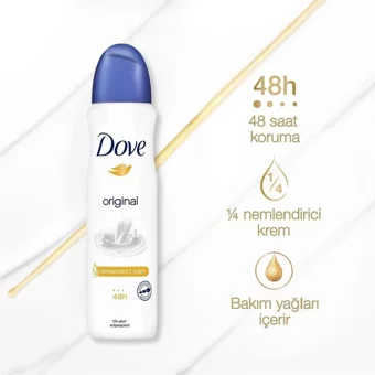 Dove Original Pudrasız Ter Önleyici Antiperspirant Sprey Kadın 150 ml