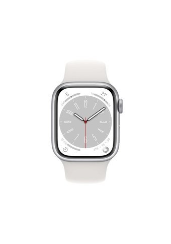 Apple Watch Series 8 Apple Uyumlu WatchOS Su Geçirmez 41 mm Fluoro Elastomer Kauçuk Kordon Kulaklıklı Kare Akıllı Saat Gümüş
