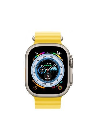 Apple Watch Ultra Apple Uyumlu WatchOS Su Geçirmez 44 mm Elastomer Kordon Kulaklıklı Kare Sim Kartlı Akıllı Saat Sarı