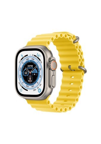 Apple Watch Ultra Apple Uyumlu WatchOS Su Geçirmez 44 mm Elastomer Kordon Kulaklıklı Kare Sim Kartlı Akıllı Saat Sarı