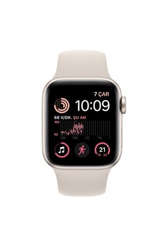 Apple SE 2 Apple Uyumlu WatchOS Su Geçirmez 34 mm Silikon Kordon Kare Unisex Akıllı Saat Ekru