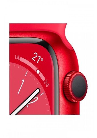 Apple Watch Series 8 Apple Uyumlu WatchOS Su Geçirmez 41 mm Fluoro Elastomer Kauçuk Kordon Kulaklıklı Kare Akıllı Saat Kırmızı