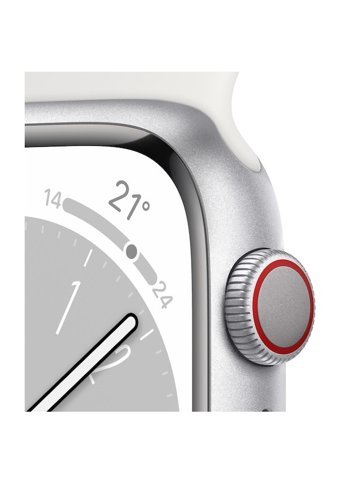 Apple Watch Series 8 Apple Uyumlu WatchOS Su Geçirmez 45 mm Fluoro Elastomer Kauçuk Kordon Kulaklıklı Kare Akıllı Saat Gümüş