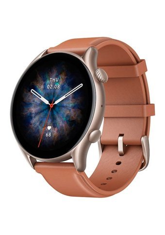 Amazfit GTR 3 Pro Zepp OS Su Geçirmez 46 mm Deri Kordon Yuvarlak Unisex Akıllı Saat Kahverengi