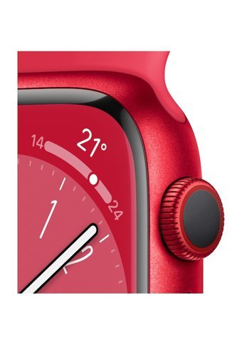 Apple Watch Series 8 Apple Uyumlu WatchOS Su Geçirmez 45 mm Fluoro Elastomer Kauçuk Kordon Kulaklıklı Kare Akıllı Saat Kırmızı
