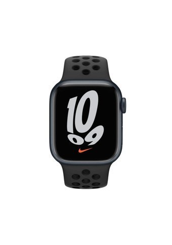 Apple Nike Series 7 Apple Uyumlu iOS Su Geçirmez 41 mm Fluoro Elastomer Kordon Dikdörtgen Unisex Akıllı Saat Siyah