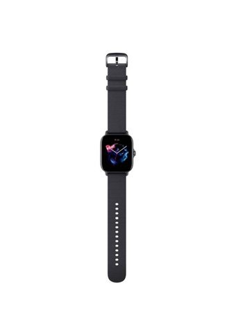 Amazfit GTS 3 Zepp OS Su Geçirmez 42.4 mm Silikon Kordon Kare Unisex Akıllı Saat Siyah