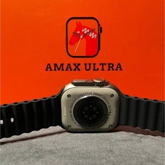 Amax Ultra Watch 8 Ultra Universal Uyumlu 49 mm Deri Kordon Kare Erkek Akıllı Saat Turuncu
