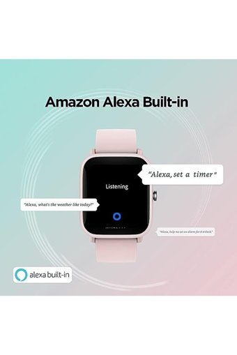 Amazfit Big U Pro Android-iOS Su Geçirmez 40 mm Silikon Kordon Dikdörtgen Unisex Akıllı Saat Pembe