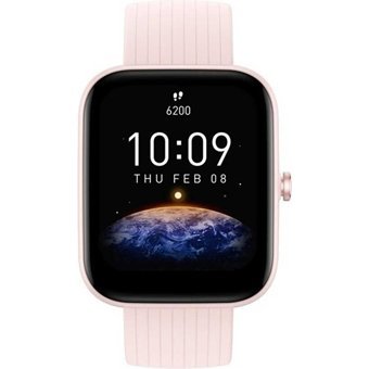 Amazfit Bip 3 Zepp OS Su Geçirmez 44.12 mm Silikon Kordon Dikdörtgen Unisex Akıllı Saat Pembe