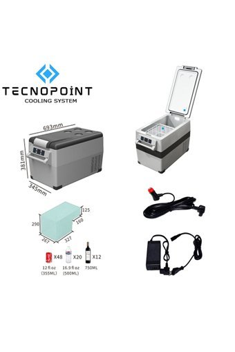 Tecnopoint Tc21-10 12-24-220 V 35 lt Çakmaklıklı Kompresörlü Araç Buzdolabı