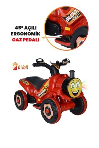 Uj Toys Buddy 6 V Üstü Açık Tek Kişilik Akülü ATV Kırmızı