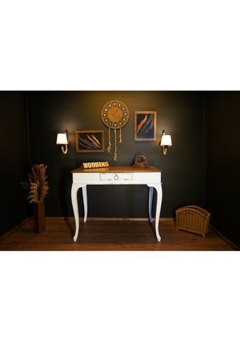 Wooding Mobilya Çekmeceli Masif Çalışma Masası Beyaz - Ceviz 120 cm