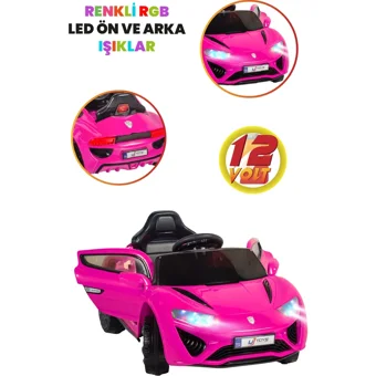 Uj Toys Jagor 12 V Üstü Açık Tek Kişilik Akülü Araba Pembe