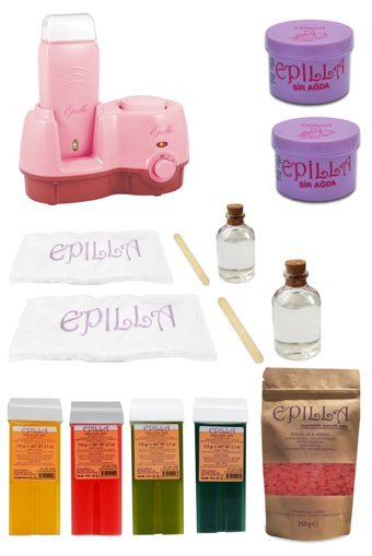 Epilla 2+1 Ağda Makinesi + 250 gr Boncuk Ağda 2xKutu Ağda 4xKartuş Ağda 2xPaket Ağda Bezi 2xkutu Ağda 2x50 ml Ağda Yağı Spatula