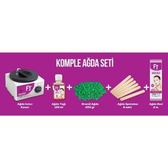 Ft 1+1 Boncuk Ağda Makinesi + Azulen Boncuk Ağda + Spatula + Ağda Bezi + Temizleme Yağı