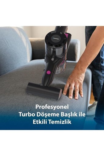 Blaupunkt A16 Vacumaster 160 W Toz Torbasız Işıklı Kuru Kablosuz Dikey Şarjlı Süpürge Fuşya