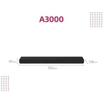 Sony HT-A3000 250 W Dahili 250 W Subwooferlı Kablosuz Bluetoothlu USB Dolby Atmos 3.1 Soundbar Siyah