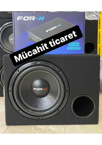 Forx X-112S 1000 W Subwoofer Siyah + Mobasss 4 Kanallı Anfi 2400W 4x60 Rms