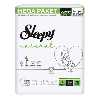 Sleepy Natural 7 Numara Organik Cırtlı Bebek Bezi 76 Adet