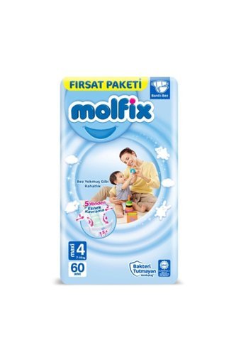 Molfix 4 Numara Cırtlı Bebek Bezi 60 Adet