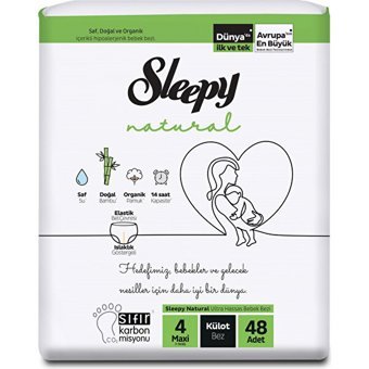 Sleepy Natural 4 Numara Organik Külot Bebek Bezi 48 Adet