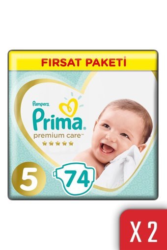 Prima Premium Care 5 Numara Cırtlı Bebek Bezi 2x74 Adet