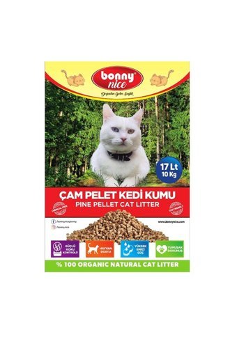 Bonny Nice Doğal Topaklanan Kalın Taneli Çam Pellet Kedi Kumu 4x17 lt