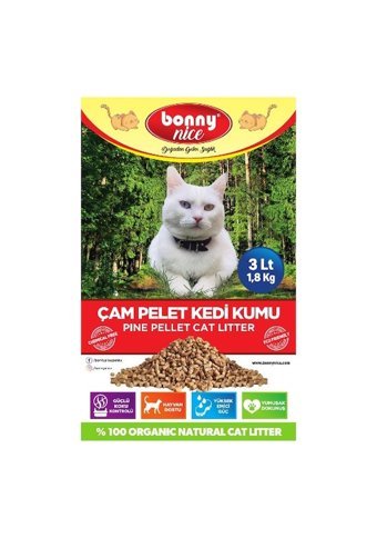 Bonny Nice Doğal Topaklanan Kalın Taneli Çam Pellet Kedi Kumu 15x3 lt