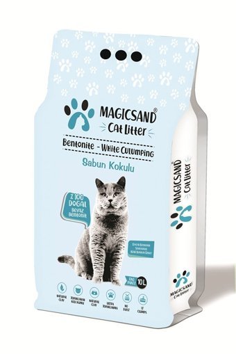 Magicsand Marsilya Sabunu Kokulu Topaklanan İnce Taneli Bentonit Kedi Kumu 10 lt