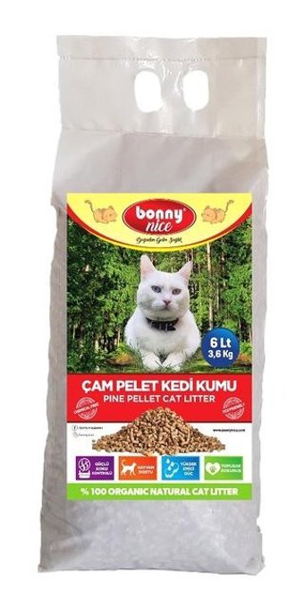 Bonny Nice Doğal Topaklanan Kalın Taneli Çam Pellet Kedi Kumu 4x6 lt