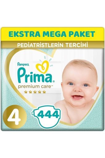 Prima Premium Care 4 Numara Cırtlı Bebek Bezi 444 Adet
